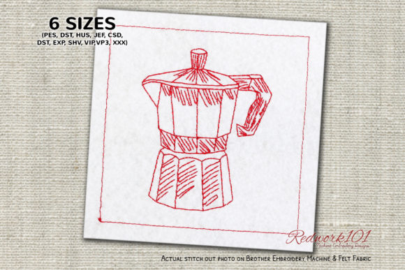 A Coffee Pot Embroidery Design for Heartfelt Keepsakes